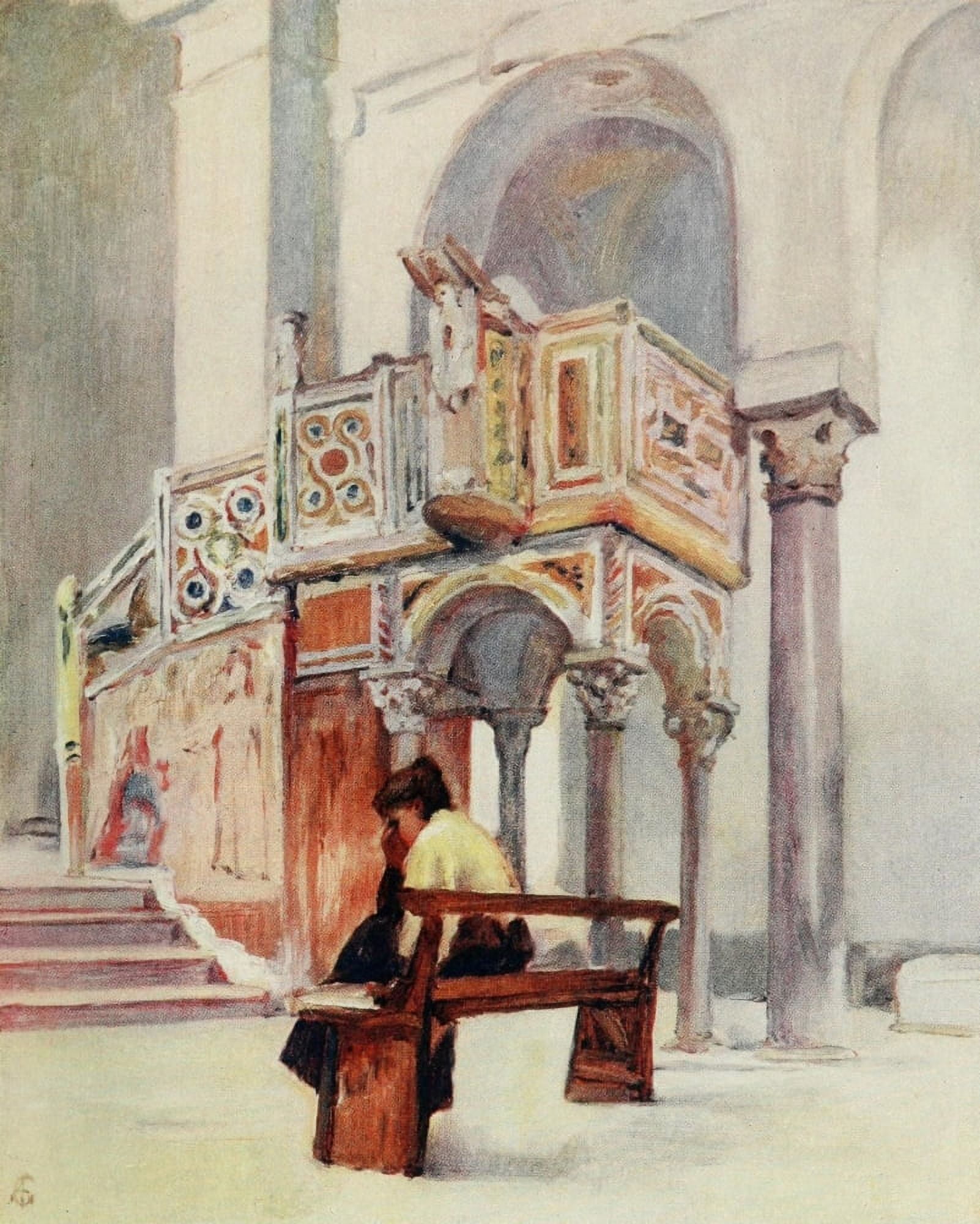 Naples 1904 Pulpit of San Giovanni del Toro Canvas Art - Augustine Fitzgerald (24 x 36)