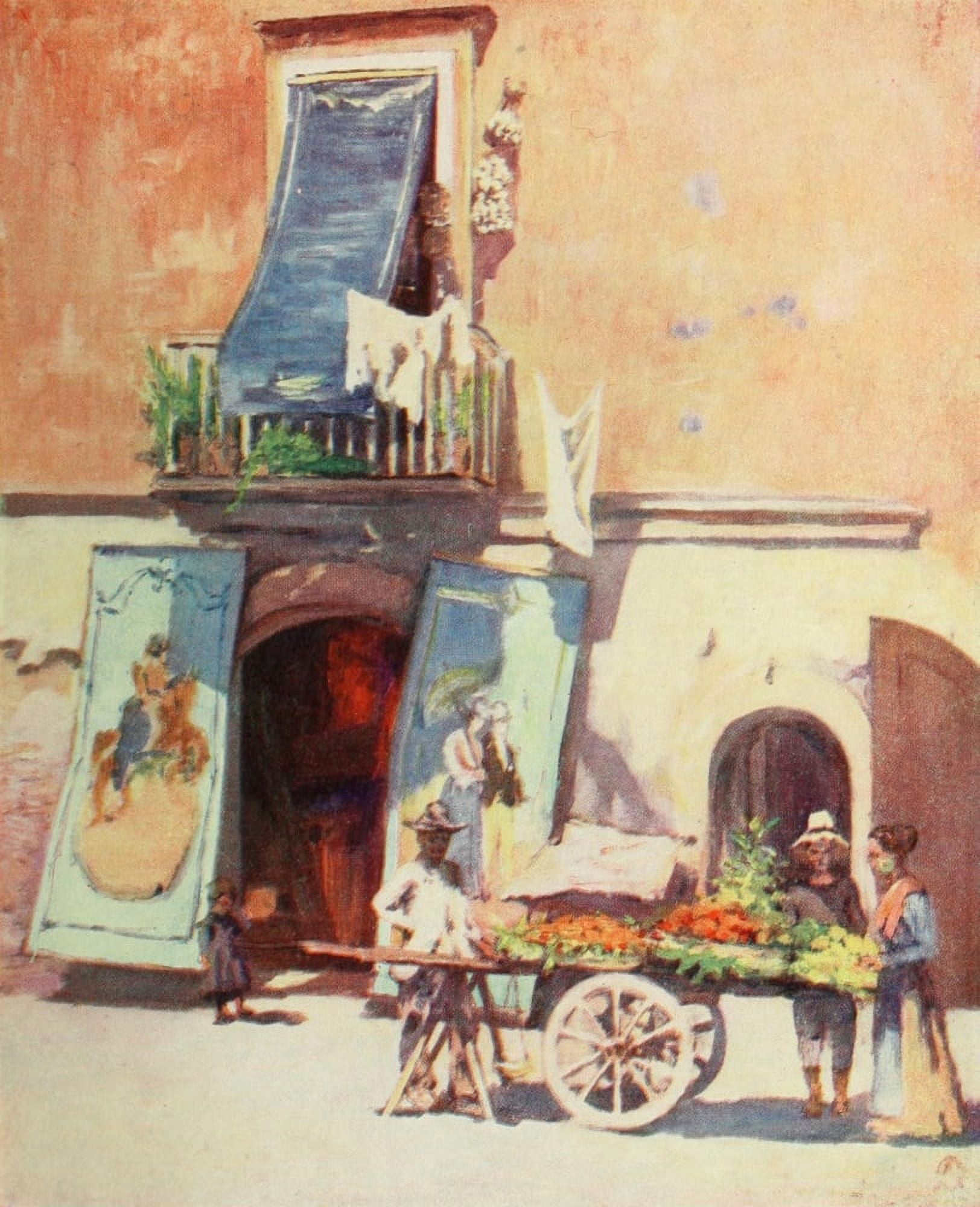 Naples 1904 Street scene the Marina Canvas Art - Augustine Fitzgerald (24 x 36)