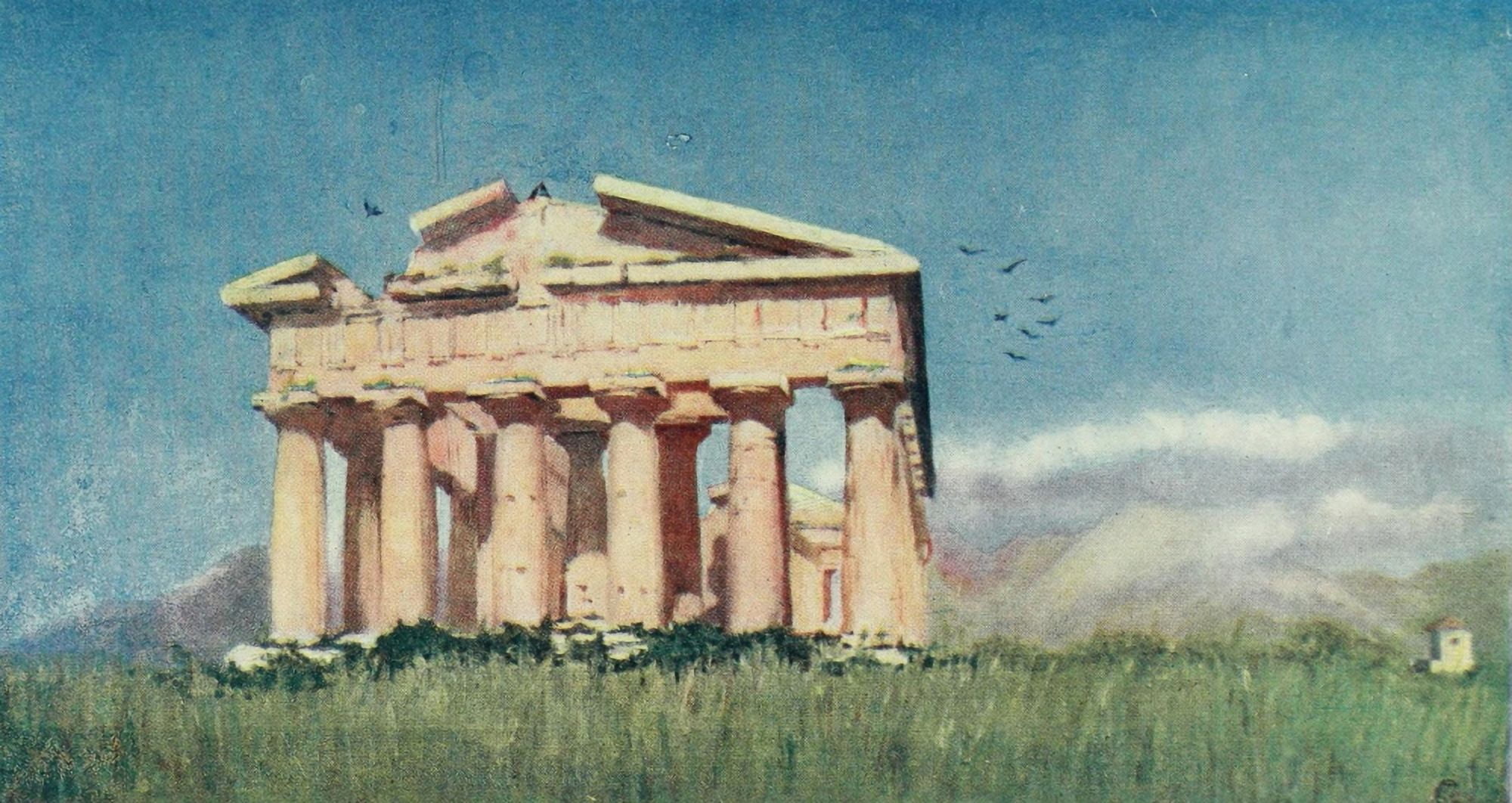 Naples 1904 Temple of Poseidon Paestum Canvas Art - Augustine Fitzgerald (24 x 36)