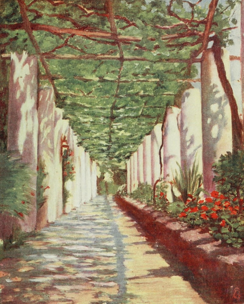 Naples 1904 Terrace of Cappucini Hotel Amalfi Canvas Art - Augustine Fitzgerald (24 x 36)