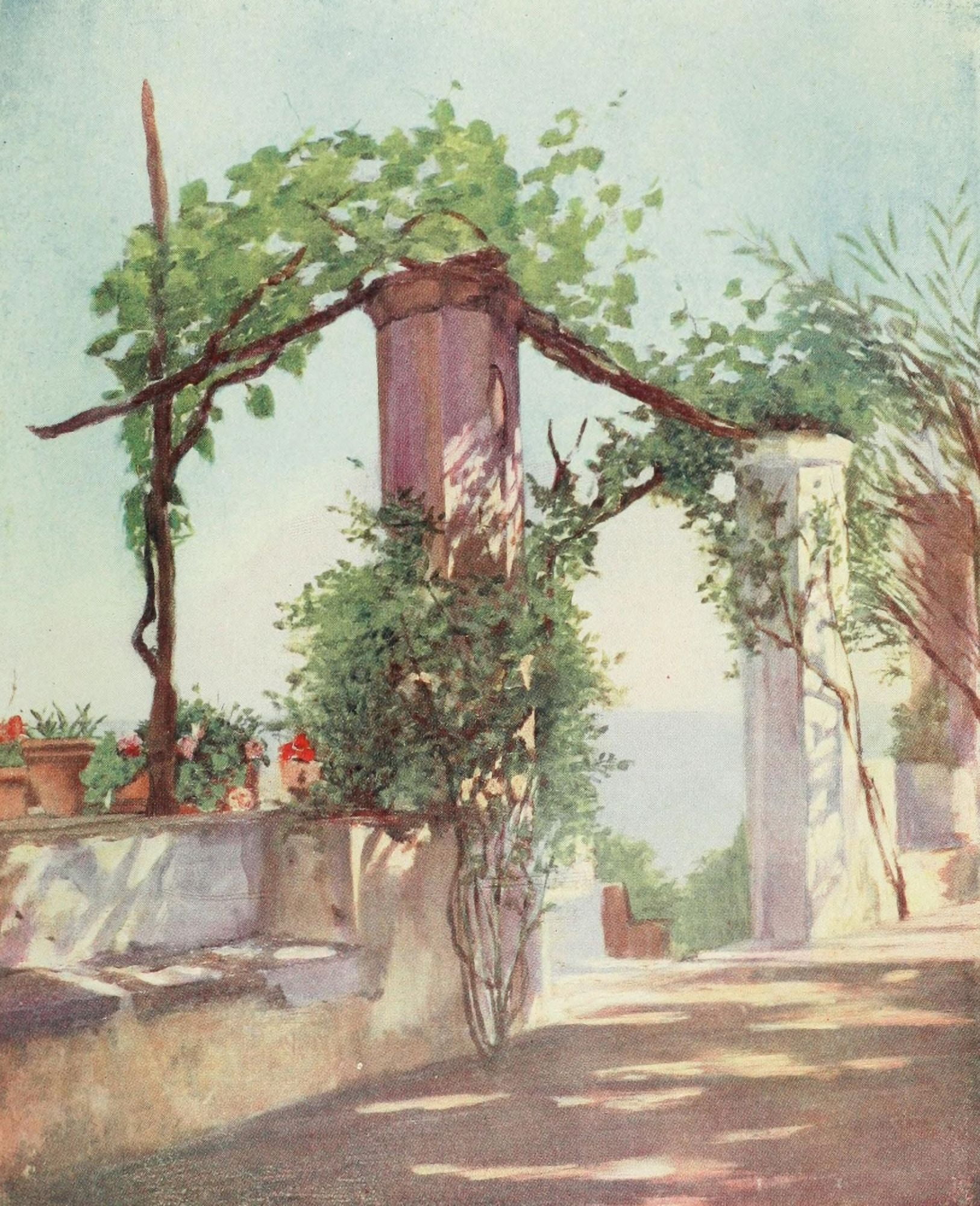 Naples 1904 Terrace of the Palazzo Ruffolo Ravello Canvas Art - Augustine Fitzgerald (18 x 24)