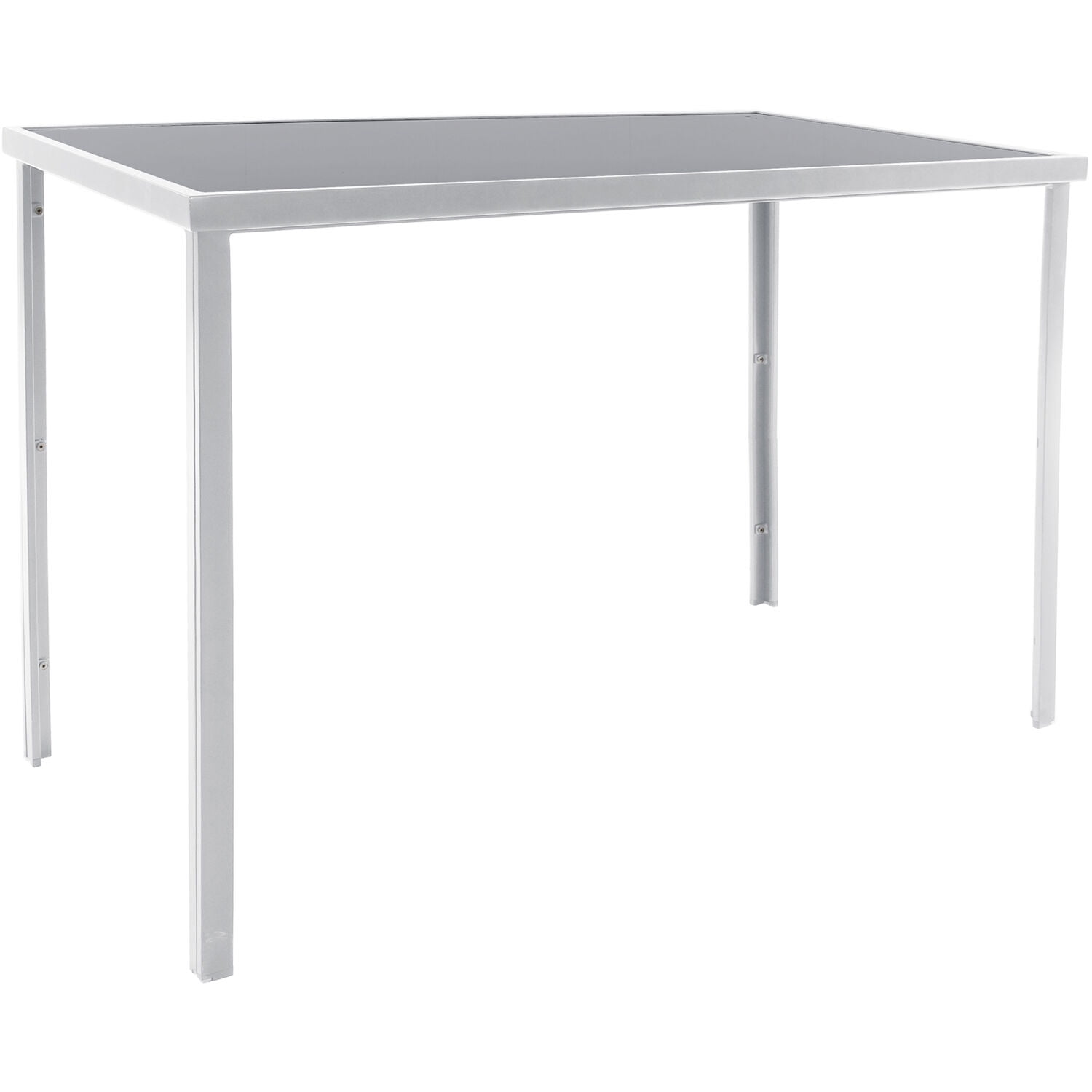 Naples Rectangular White Aluminum and Gray Glass Outdoor Bar Table