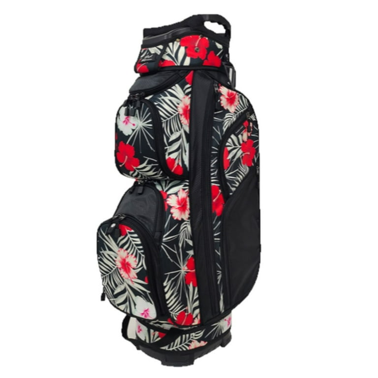 Naples Bay Lady's 14 Way Top Golf Club Bag, Red Hibiscus and Black