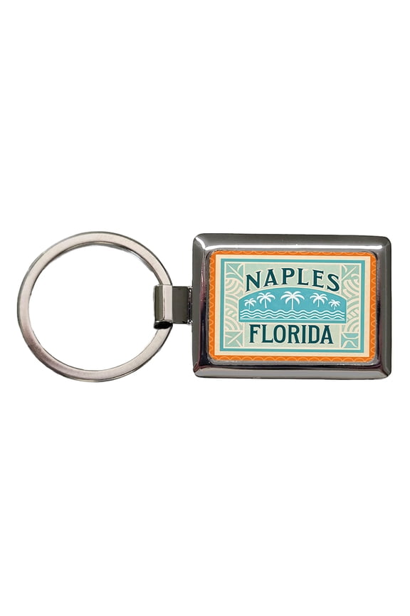 Naples FL Florida Travel Vacation Stamp Metal Rectangle Keychain