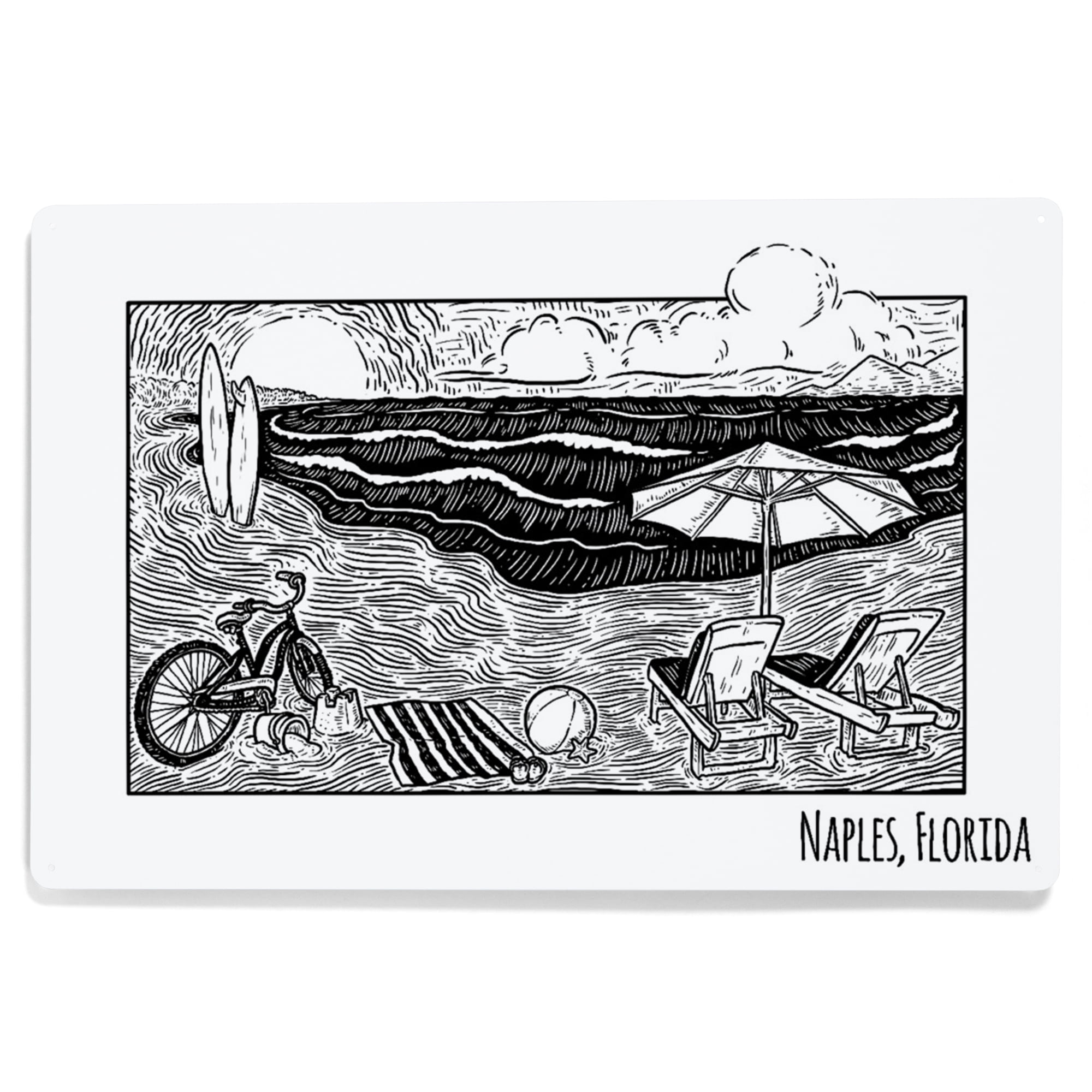 Naples, Florida, Beach Scene (12x18 Aluminum Art, Indoor Outdoor Metal