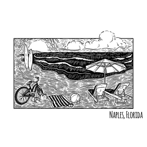 Naples, Florida, Beach Scene (12x18 Wall Art Poster, Room Decor)