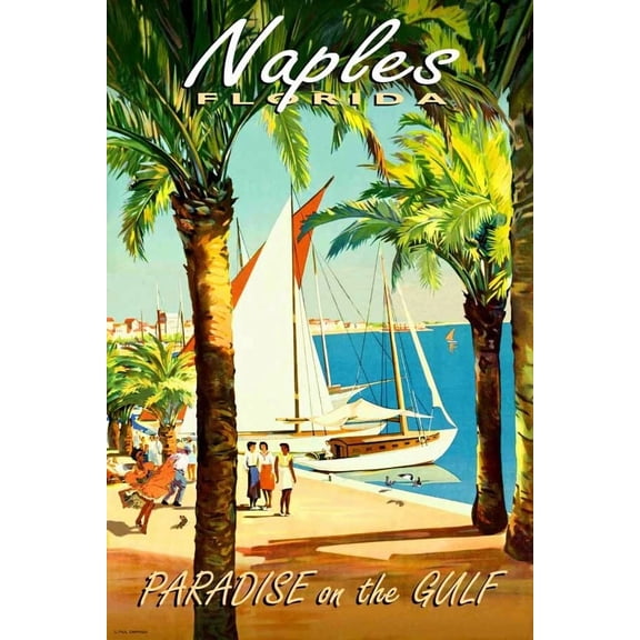 Naples Florida Collier County Paradise Coast Gulf Travel Poster Home Decor Office Wall Art