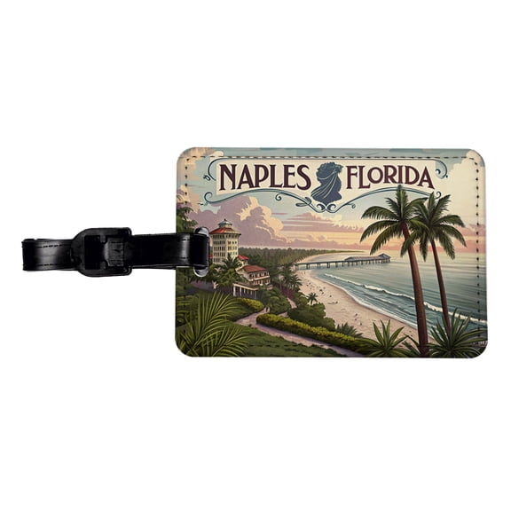 Naples, Florida FL Travel City State Stamp Faux Leather Travel Luggage Tag