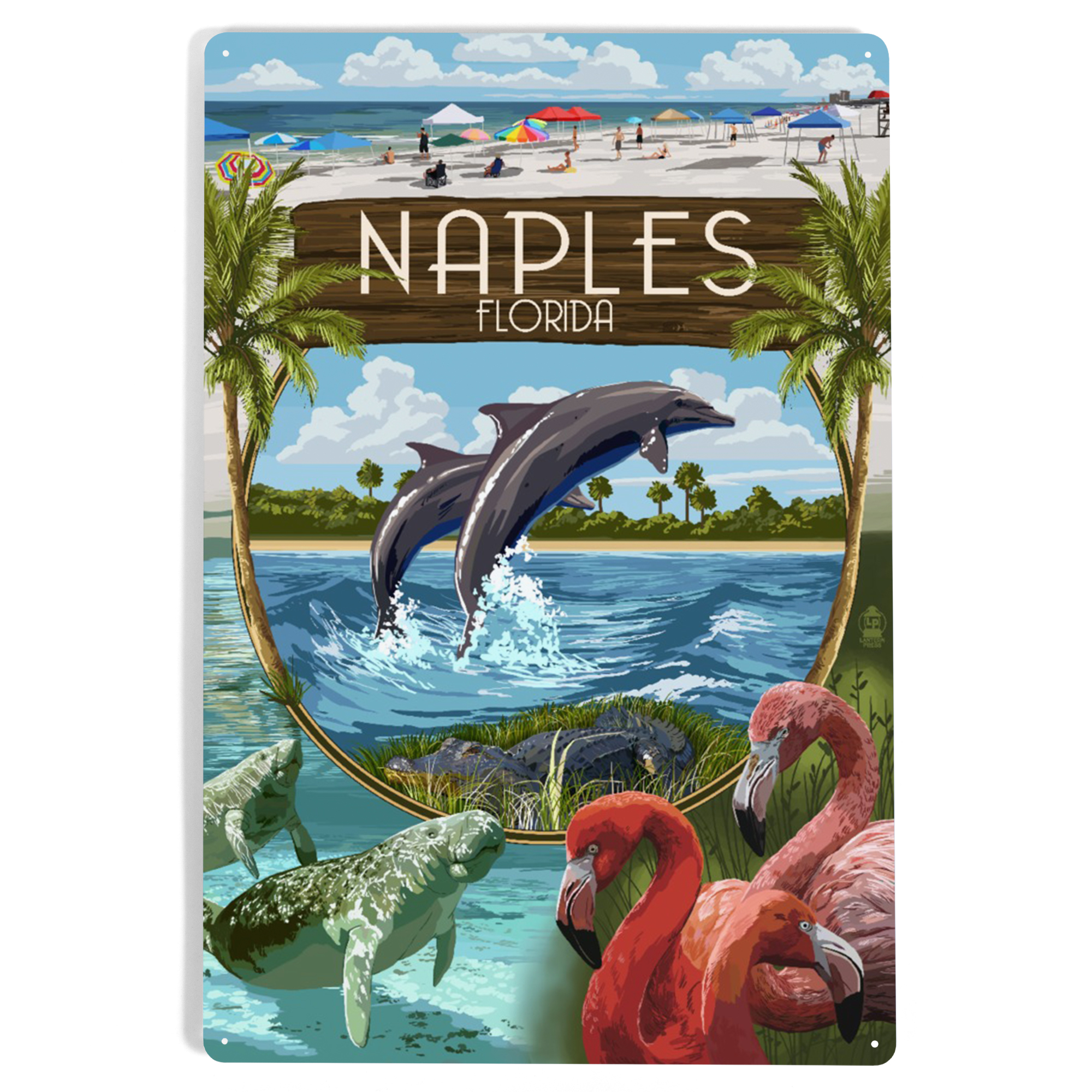 Naples, Florida, Montage (12x18 Aluminum Art, Indoor Outdoor Metal Sign