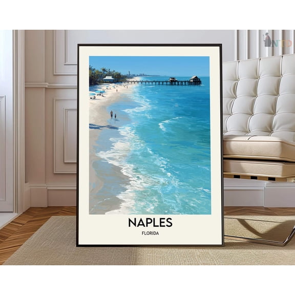 Naples Florida Pier Poster, Unframed Canvas 24x36in