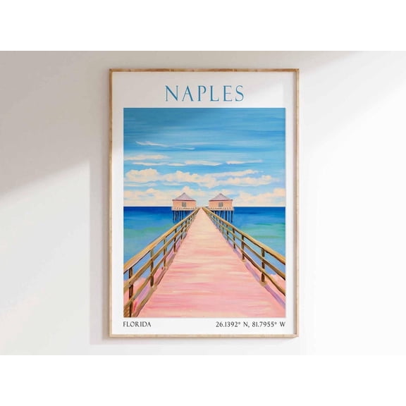 Naples Florida Travel Poster For Southwest Coastal Beach Decor