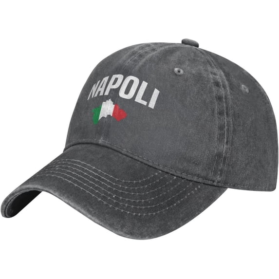 Naples Italy Italian Flag Cowpoke Hat Adjustable Classic Vintage Distressed Denim Baseball Cap for Men Women Black