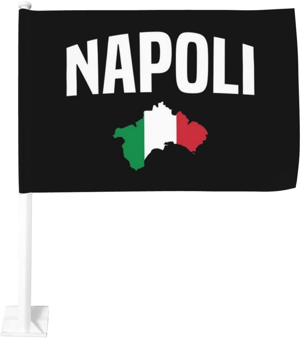 Naples Italy Italian Flag Double Sided Car Flag 12x18in