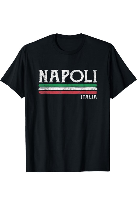 Naples Italy Italian Flag Souvenirs Gift Napoli T-ShirtMen and women, Black T-shirt, size: Extra large