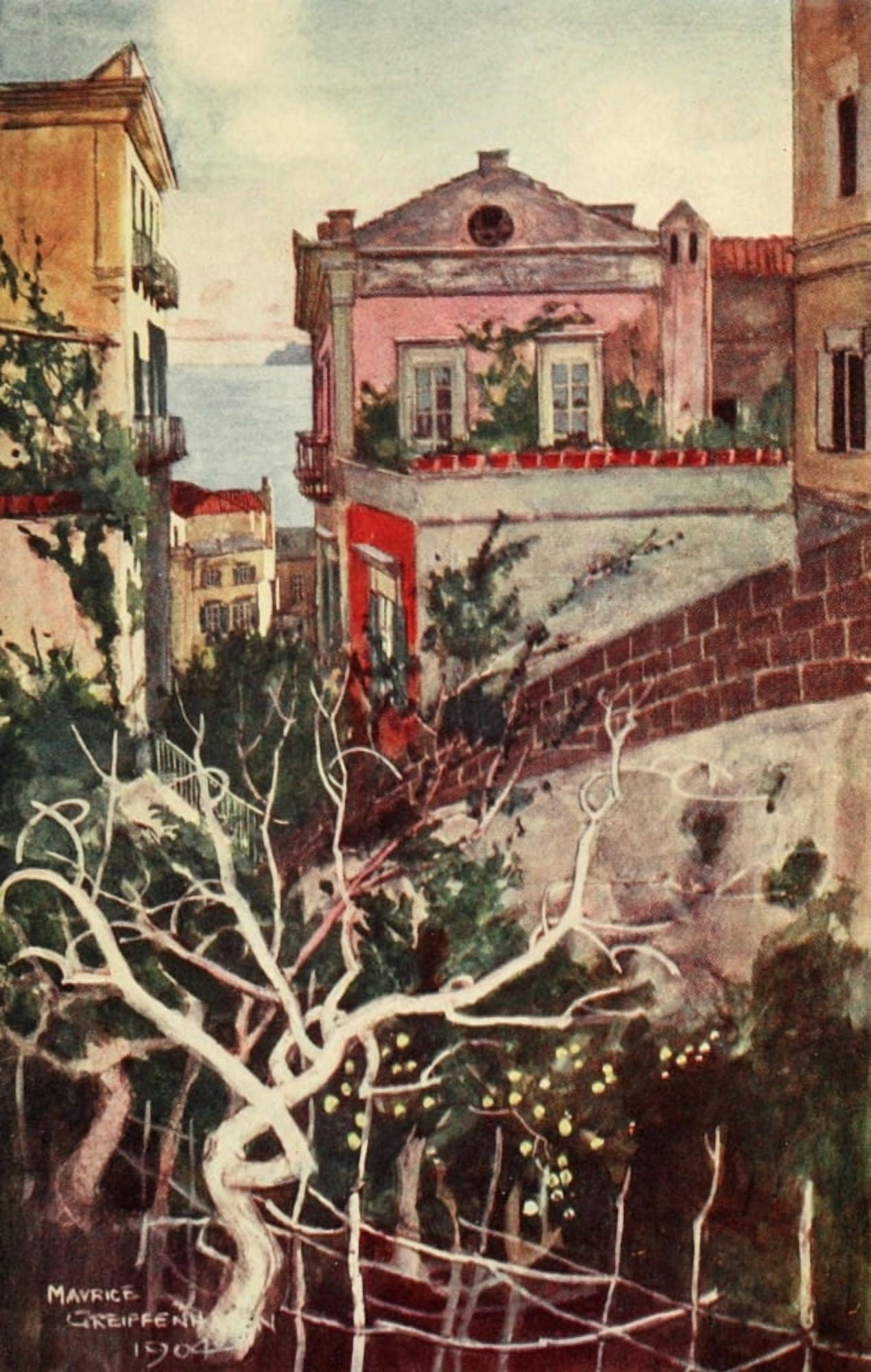 Naples Past & Present 1905 Modern side of Naples Canvas Art - Maurice Grieffenhagen (18 x 24)