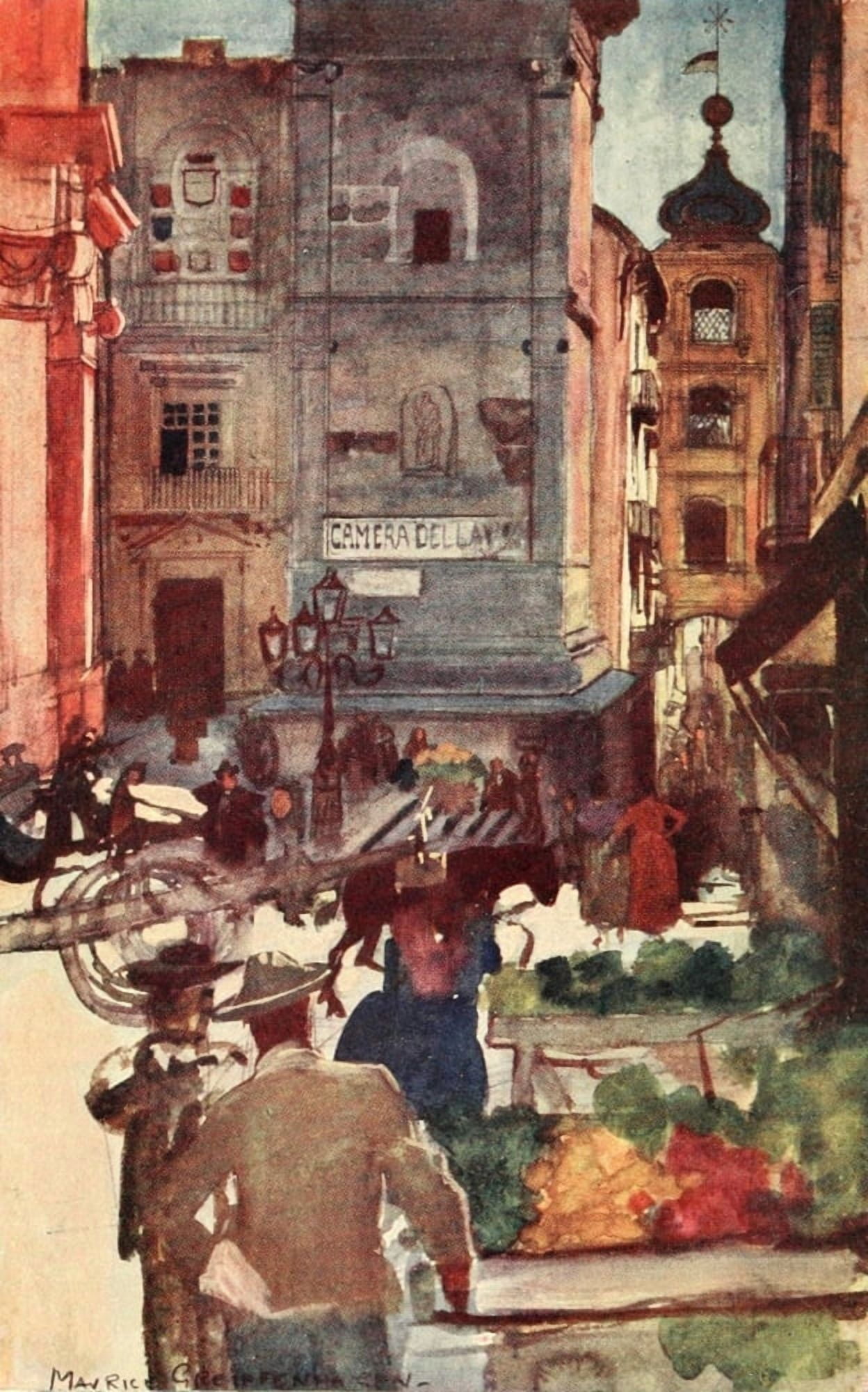 Naples Past & Present 1905 Old Town Canvas Art - Maurice Grieffenhagen (24 x 36)