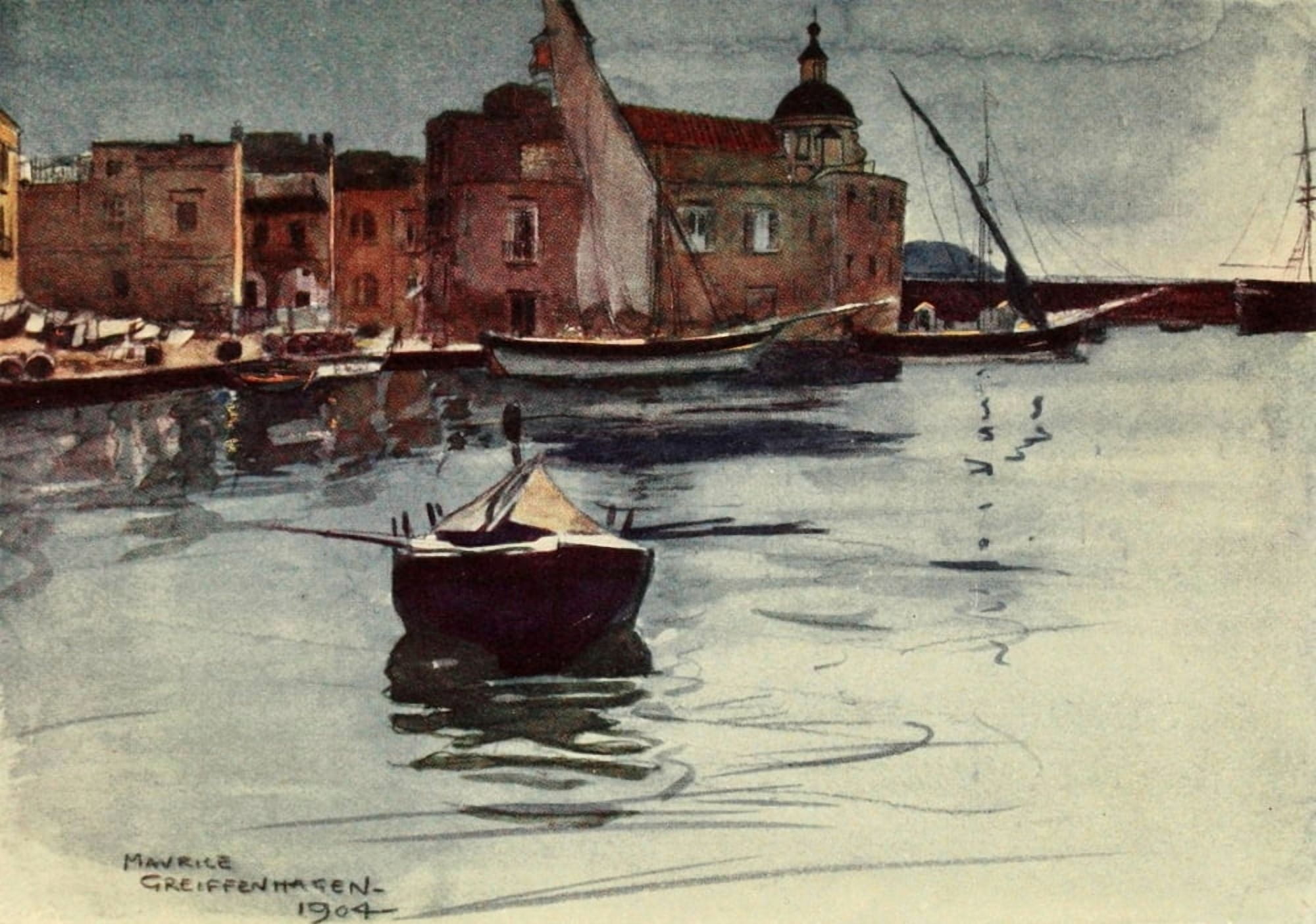 Naples Past & Present 1905 Pozzuoli Canvas Art - Maurice Grieffenhagen (24 x 36)
