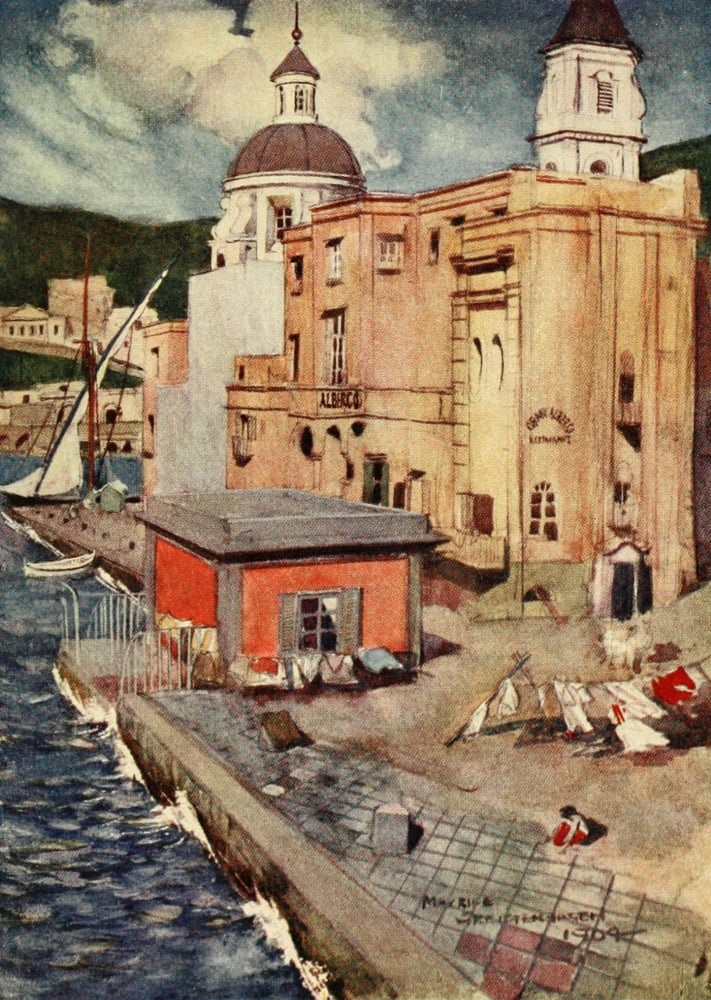 Naples Past & Present 1905 Pozzuoli harbour Canvas Art - Maurice Grieffenhagen (18 x 24)