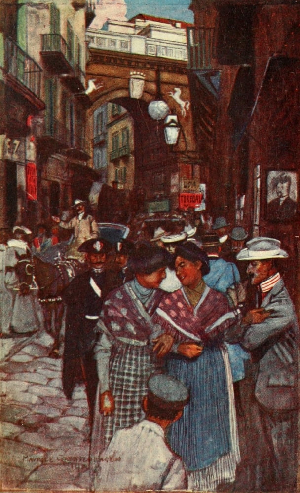 Naples Past & Present 1905 Strada di Chiaia Naples Canvas Art - Maurice Grieffenhagen (24 x 36)