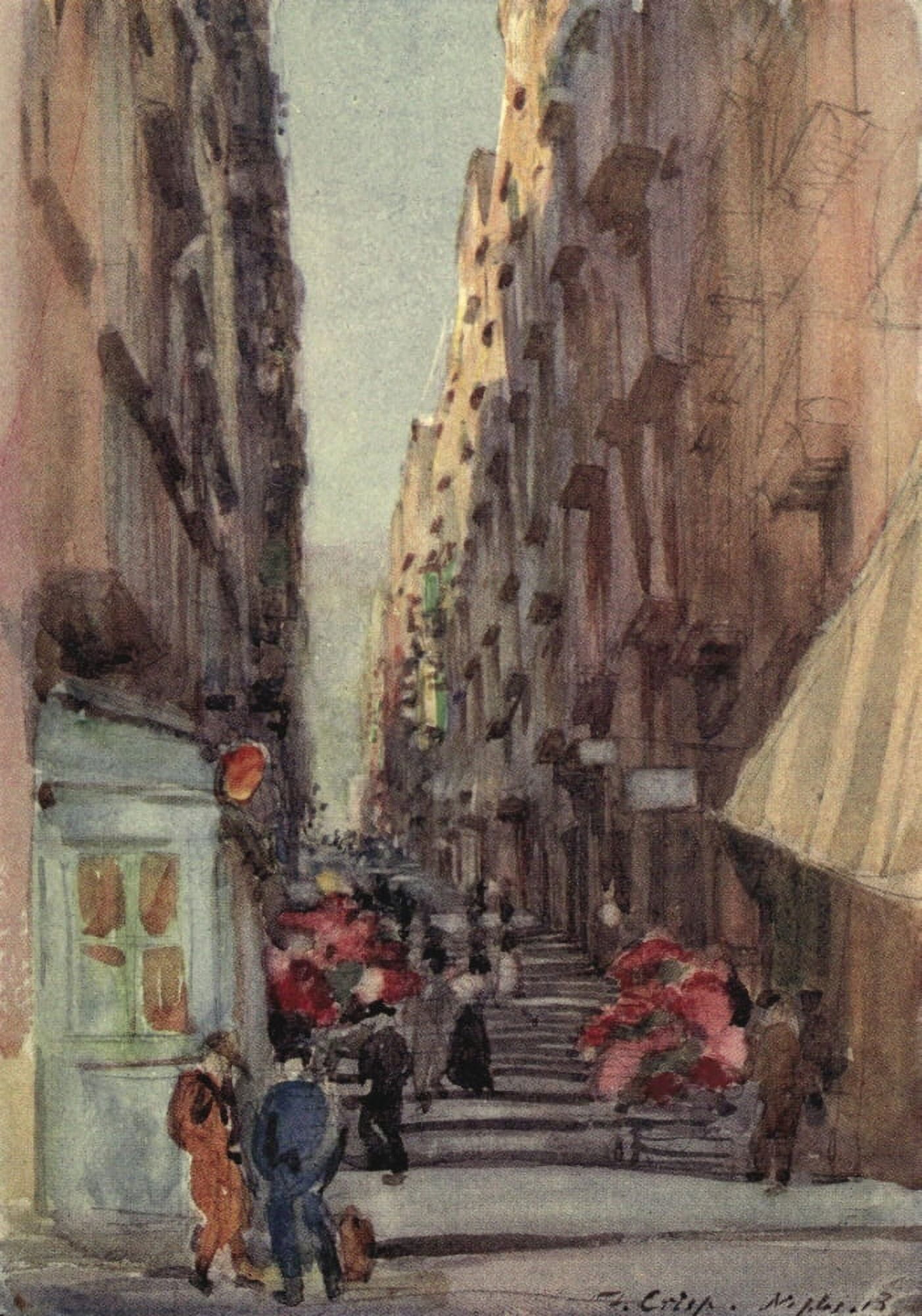 Naples & Southern Italy 1915 Naples Street scene Canvas Art - Frank Crisp (18 x 24)