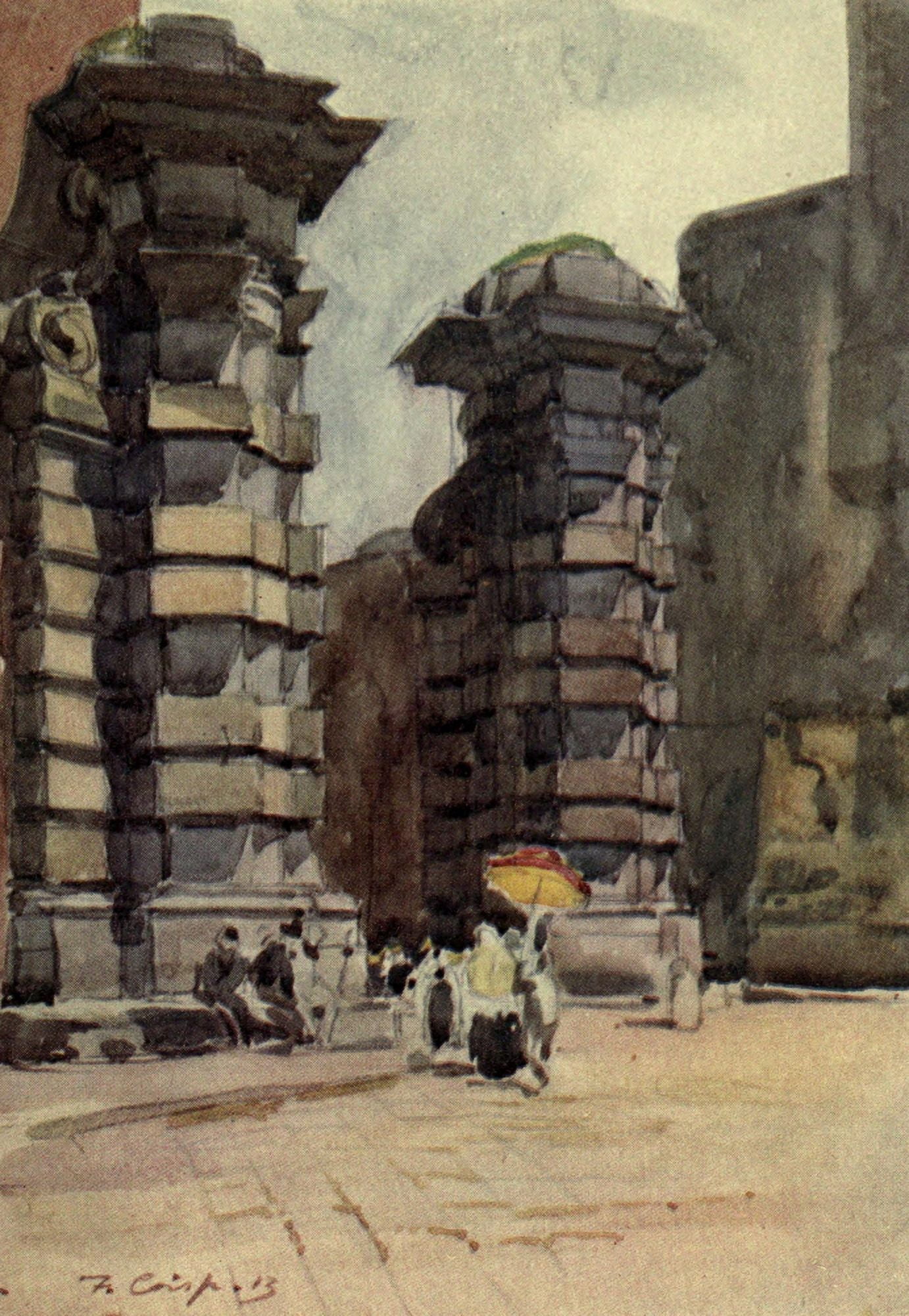 Naples & Southern Italy 1915 Porta Carmine Naples Canvas Art - Frank Crisp (18 x 24)