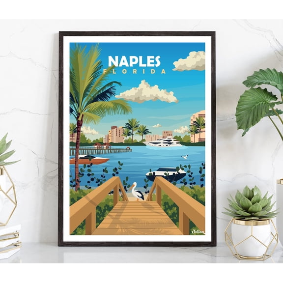Naples, Travel Print, Modern Wall Art Home Decor #1025, 24x36 UNFRAMED