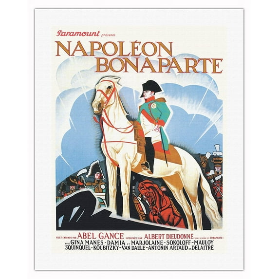 Napoléon Bonaparte - Directed by Abel Gance - Vintage French Film Movie Poster by René Péron c.1927 - Fine Art Rolled Canvas Print (Unframed) 20in x 26in