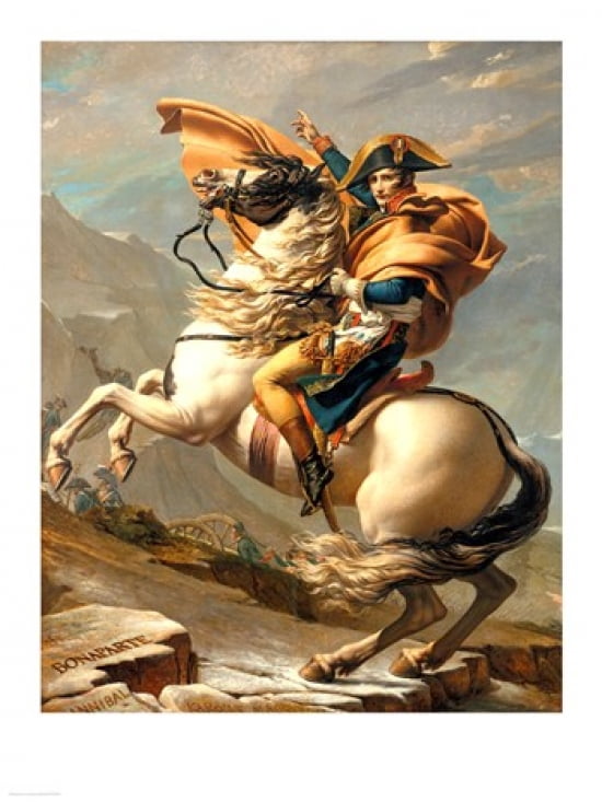 Napoleon (1769-1821) Crossing the Alps at the St Bernard Pass Canvas Art - Jacques-Louis David (18 x 24)