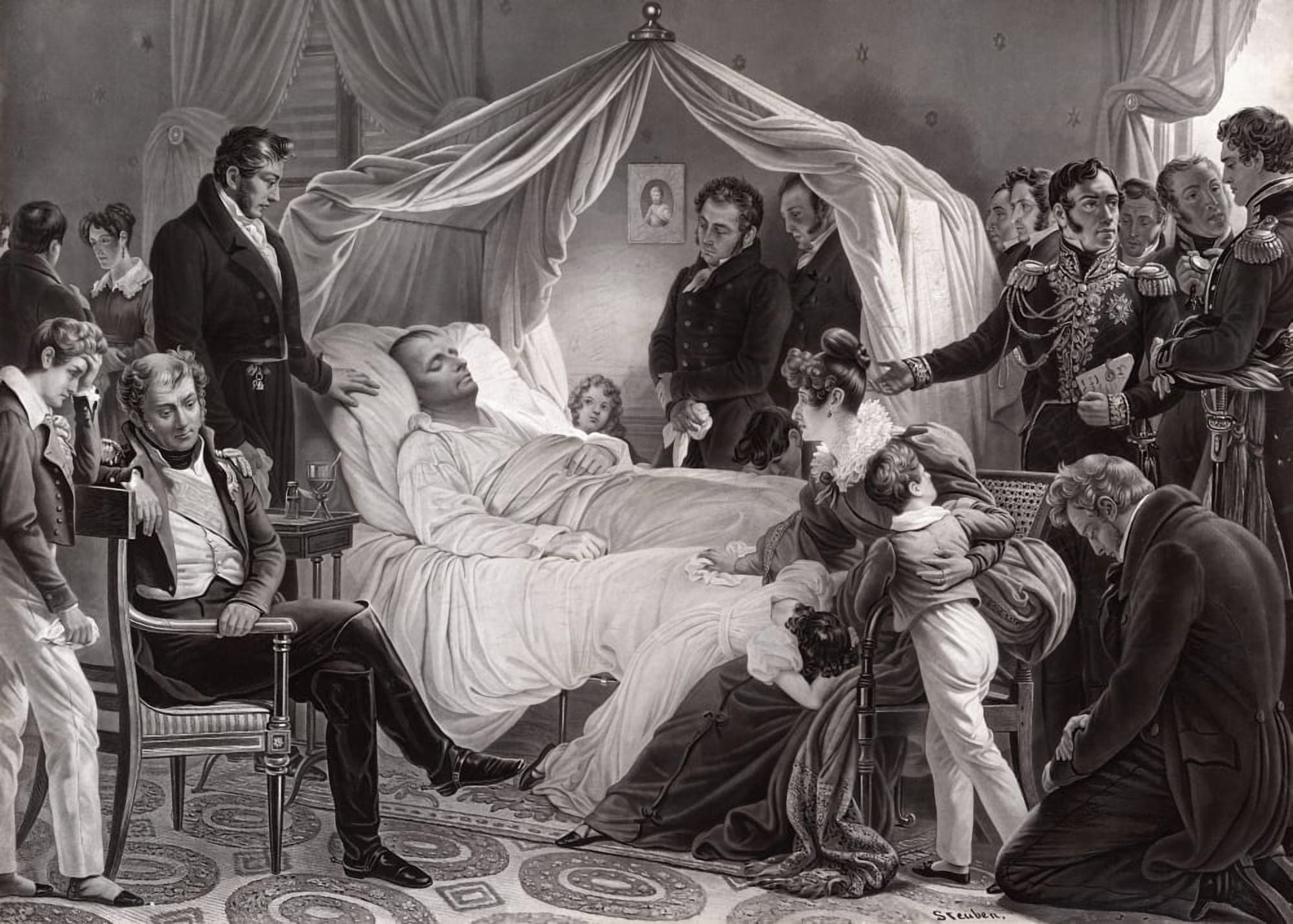 Napoleon 1St On His Death Bed On St Helene May 5 1821 Based On A Painting By Charles De Steuben Canvas Art - Ken Welsh Design Pics (17 x 12)
