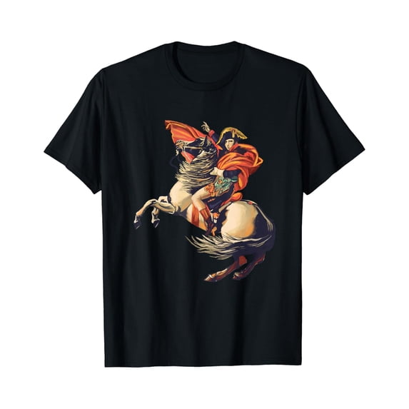 Napoleon Bonaparte With Horse Art Painting Alps Gift T-Shirt All Size S-5Xl