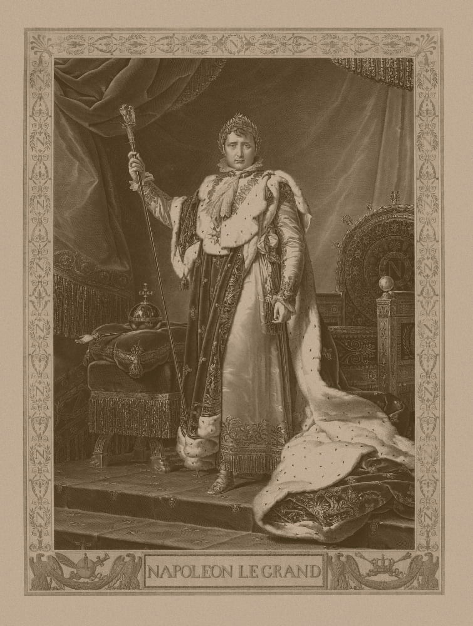Napoleon Bonaparte in his coronation costume sitting on his imperial throne Canvas Art - John ParrotStocktrek Images (13 x 16)