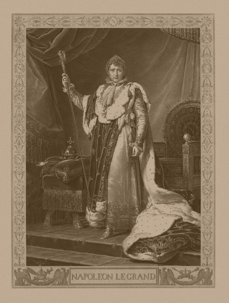 Napoleon Bonaparte in his coronation costume sitting on his imperial throne Canvas Art - John ParrotStocktrek Images (25 x 32)