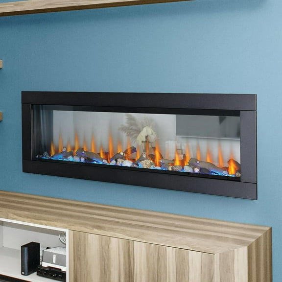 Napoleon CLEARion 60-Inch Built-In See-Through Electric Fireplace with Logs, Crystal Media & Remote (NEFBD60HE)