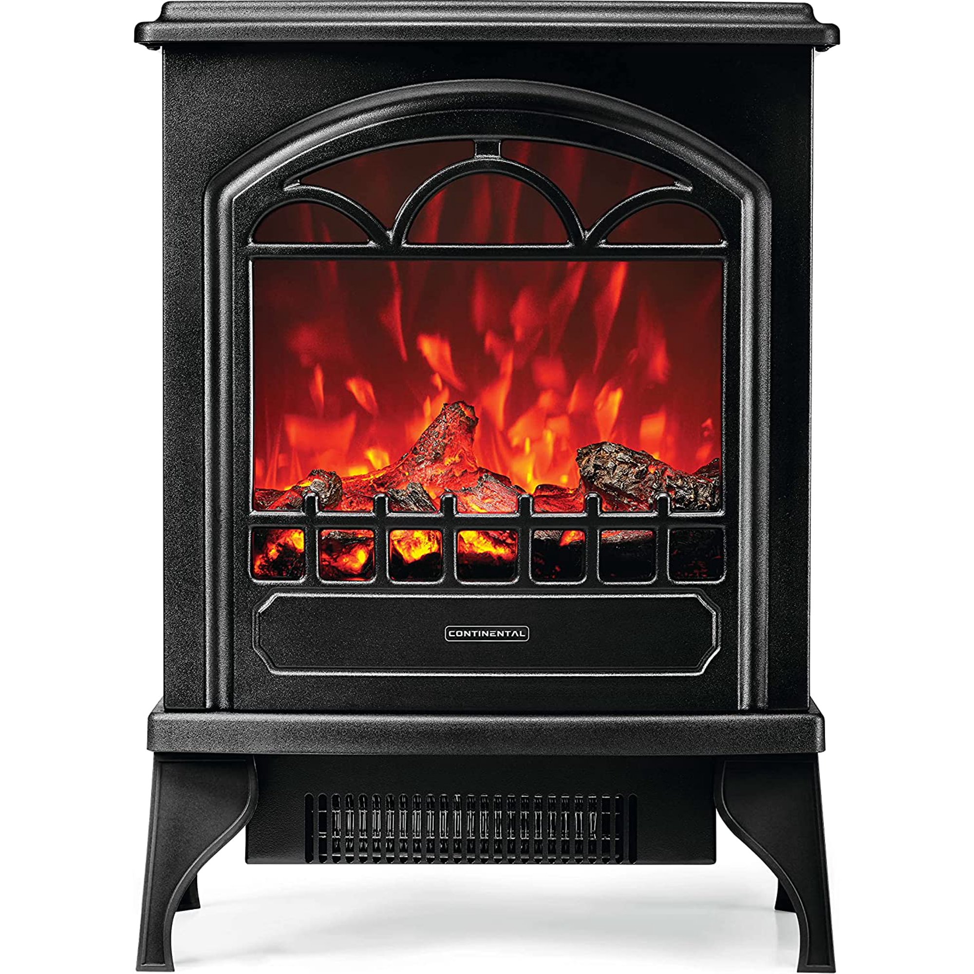 Napoleon Continental 22 Small Black Portable Electric Fireplace Stove with  Natural Looking Flames u0026 Realistic Glowing Logs - CEFS22H - Walmart.com