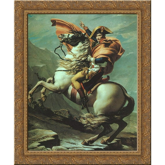 Napoleon Crossing the Alps at the St Bernard Pass, 20th May 1800 24x20 Gold Ornate Wood Framed Canvas Art by Jacques-Louis David