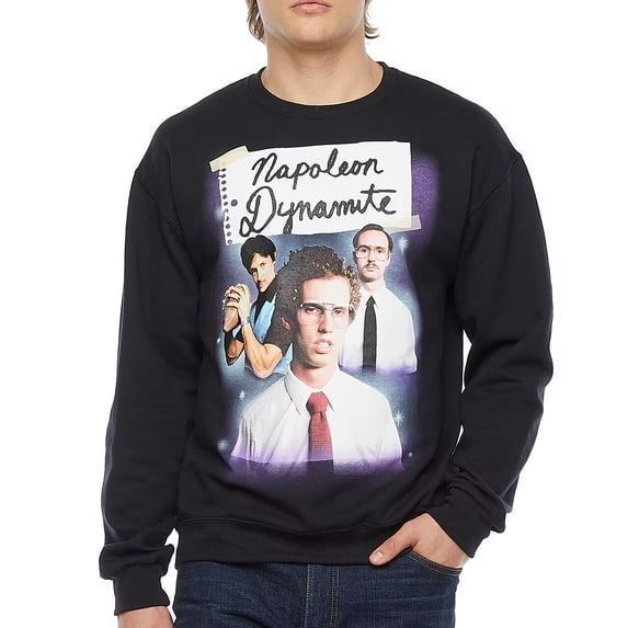 Napoleon Dynamite Mens Black Fleece Crewneck Sweatshirt Large