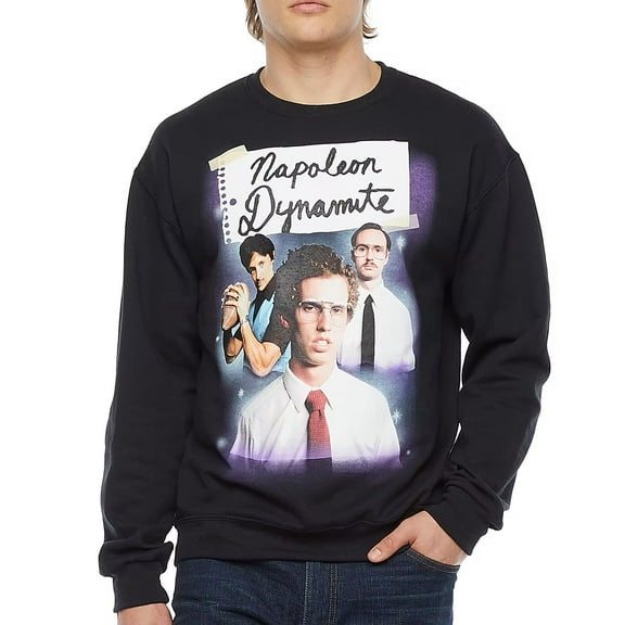 Napoleon Dynamite Mens Black Fleece Crewneck Sweatshirt Large