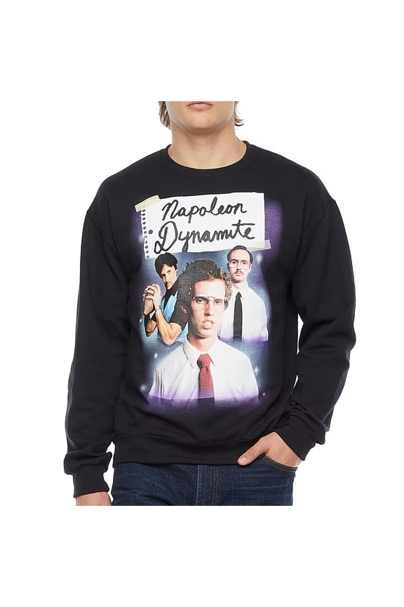 Napoleon Dynamite Mens Crewneck Sweatshirt - Photo Trio Image (Medium)