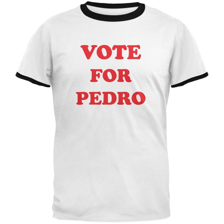 s*7様 00s Napoleon Dynamite ringer t-shir Vote For Pedro Men's Ringer T-Shirt, White/Black, 100% Cotton