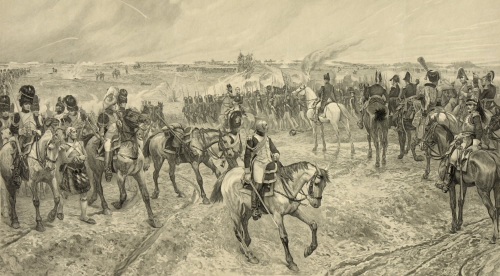 Napoleon I 1769 1821 With His Old Guard At Waterloo 19Th Century Engraving By Jules Jacquet After A Picture By Richard Caton Woodville Canvas Art - Ken Welsh Design Pics (20 x 11)