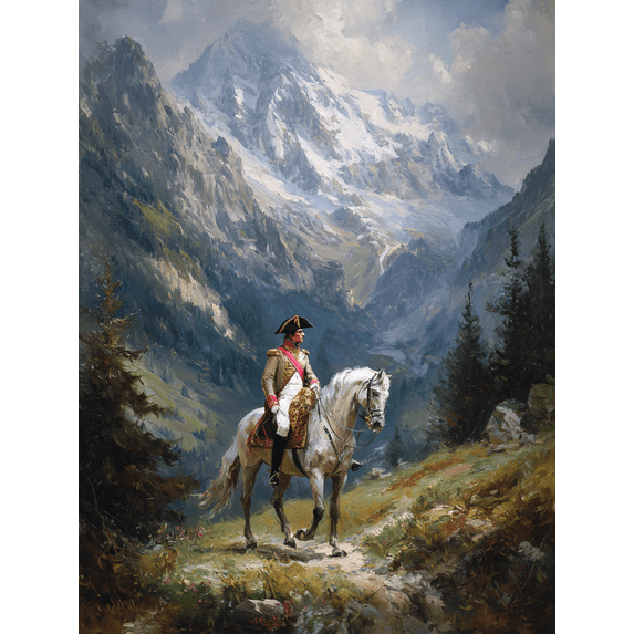 Napoleon Mountain Equestrian Oil Painting Canvas,Vintage Decor for Living Room Bedroom Office Dining Room Hotel Library