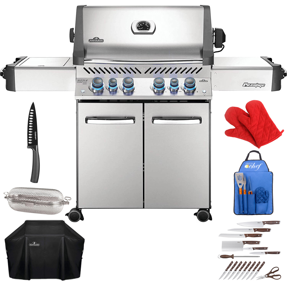 Napoleon P500RSIBNSS-3 Prestige 500 Natural Gas Grill with Infrared Burners, S. Steel Bundle with Grill Cover, Rotisserie Grill Basket, 16pc Knife Set, BBQ Tool Set, Oven Mitt and 6" Chef's Knife - image 1 of 11