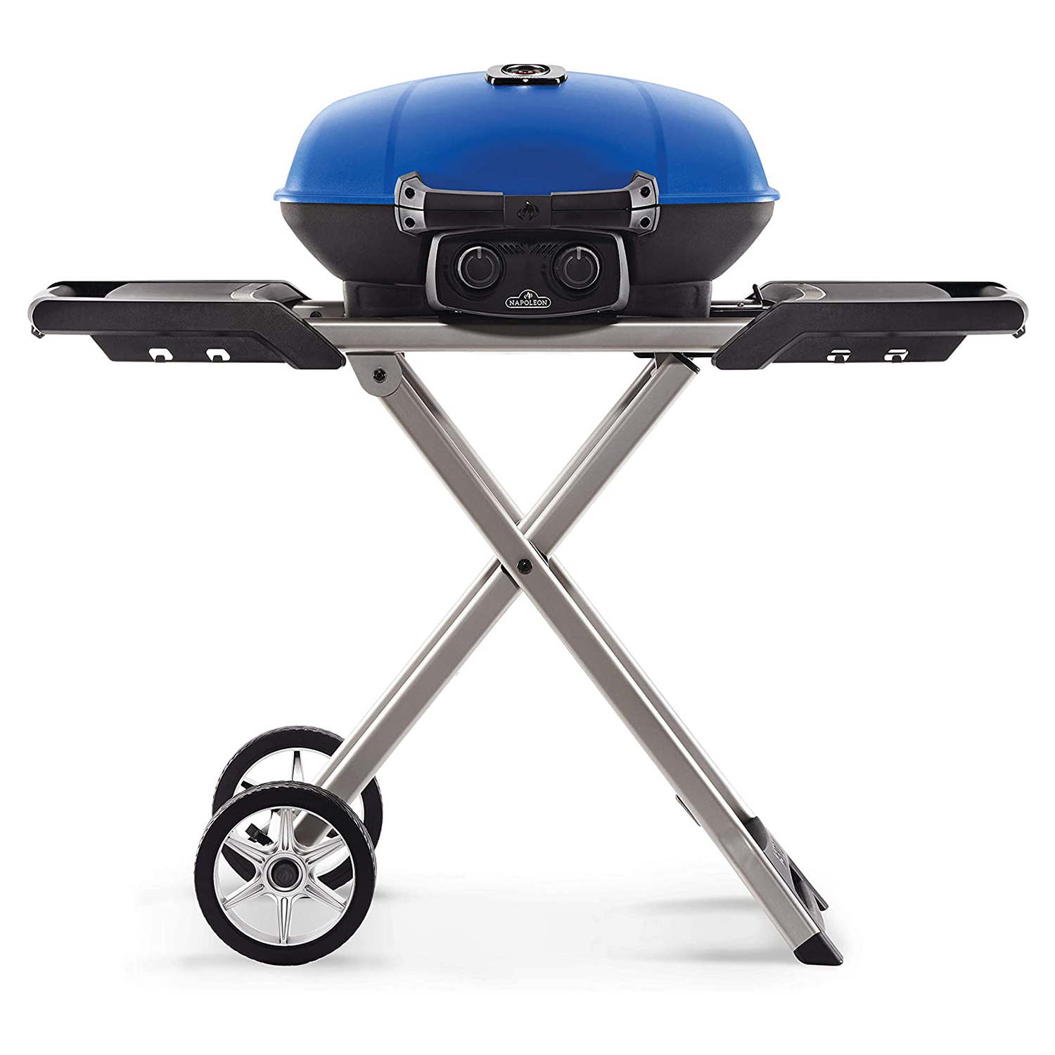 Napoleon TravelQ 285X Portable Propane Gas Grill w/ Scissor Cart & Griddle, Blue - image 1 of 5