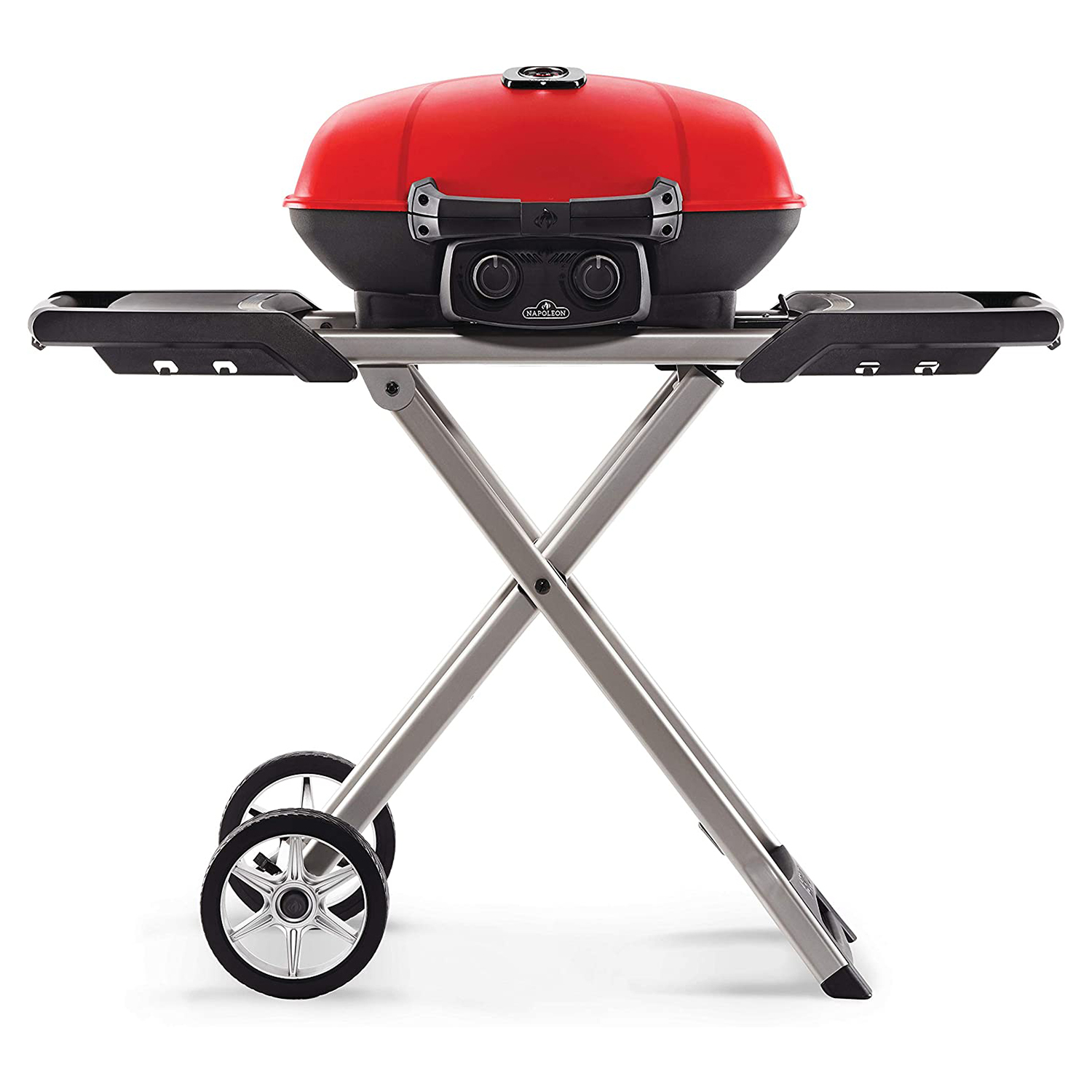 Napoleon TravelQ 285X Portable Propane Gas Grill w/ Scissor Cart & Griddle, Red - image 1 of 8