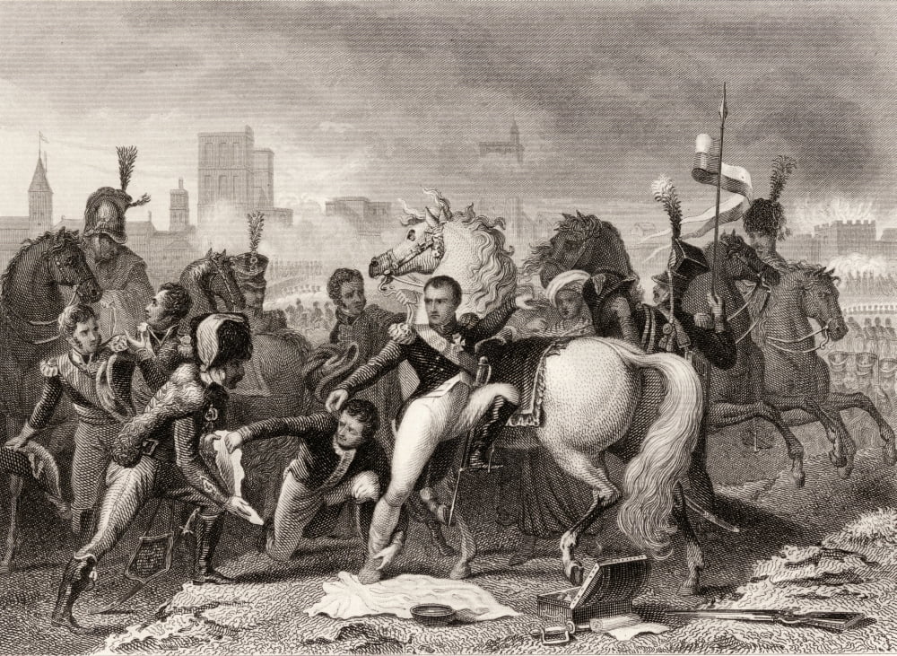 Napoleon Wounded In The Attack On Ratisbon April 1809 Napoleon Bonaparte 1769-1821 Emperor Of The French Drawn By Gautherot Engraved By AThom Canvas Art - Ken Welsh Design Pics (34 x 26)