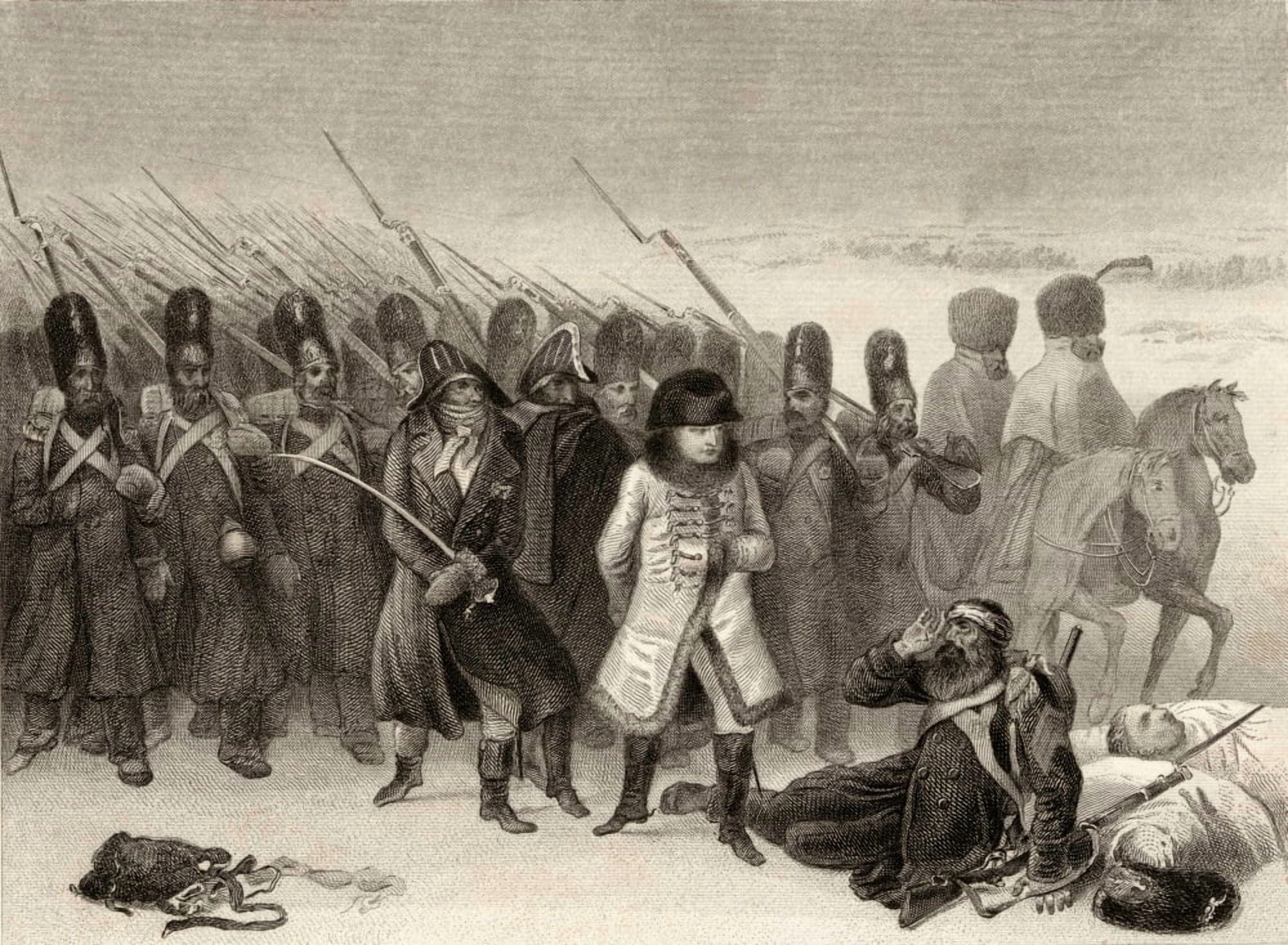 Napoleons Retreat From Russia 1812 Napoleon Bonaparte1769-1821 Emperor Of The French Drawn By Raffet Engraved By J Smith Canvas Art - Ken Welsh Design Pics (34 x 26)