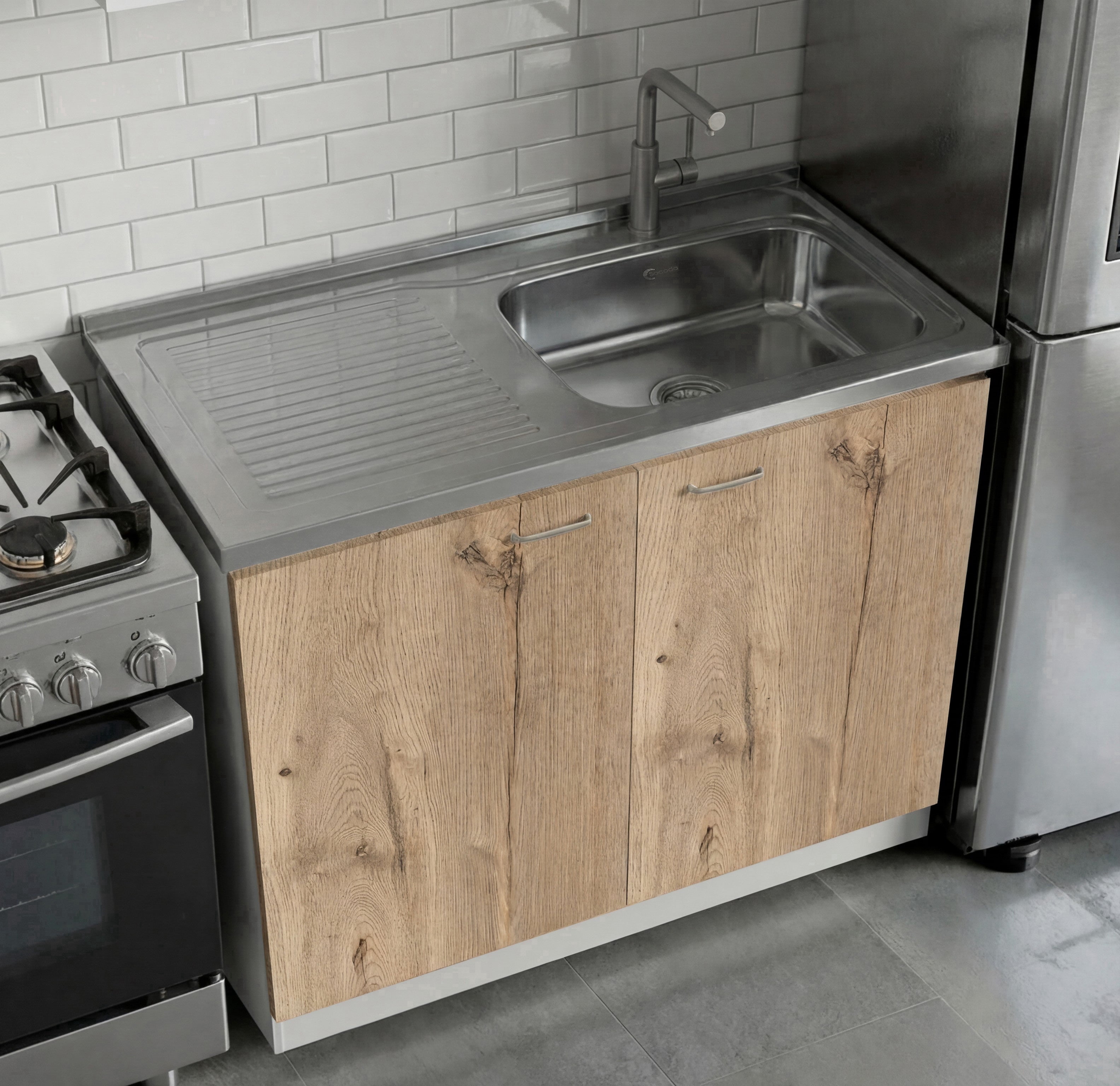 TUHOME Napoles 39" Utility Sink with Cabinet, Stainless Steel Laundry Sink