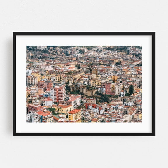 Over Napoli 01 - Naples Campania Italy Photography Cityscape Architecture Scenic Travel Poster Skyline Street Photography Black Framed Wall Art Print 5 x 7 inches