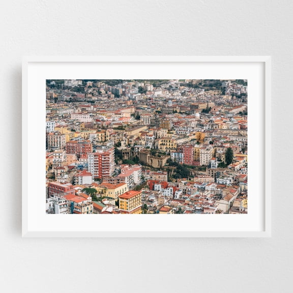 Over Napoli 01 - Naples Campania Italy Photography Cityscape Architecture Scenic Travel Poster Skyline Street Photography White Framed Wall Art Print 5 x 7 inches
