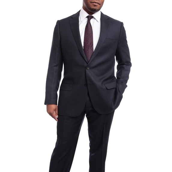 Napoli Classic Fit Navy Birdseye Two Button Half Canvassed Wool Suit